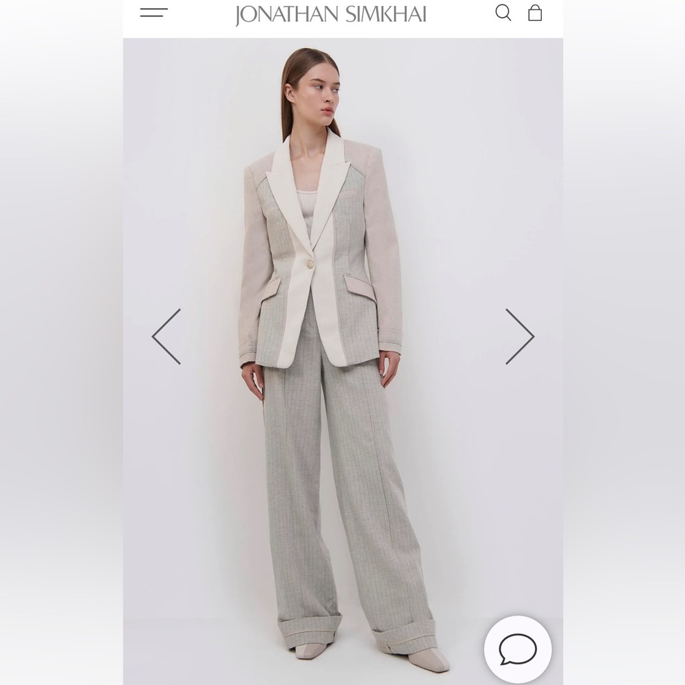 Jonathan Simkhai Cecile Patchwork Blazer Size 4 N… - image 3